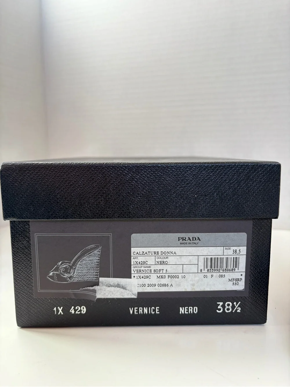 Prada Espadrille Wedge Sandals Vernice Buckle Patent Leather Black Size 38.5